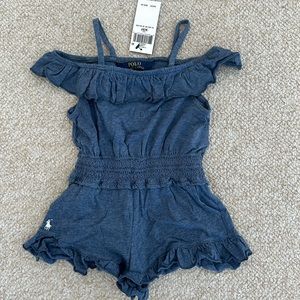 Ralph Lauren Polo Ruffled Cotton Jersey Romper